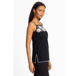 Johnny Was  Workshop Hannah Black Palm Tree Embroidered Tunic Tank S NWT Photo 1