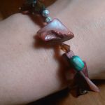 Purple Shell Pearl and Blue Crystal Heart Design Bracelet (7 Inch) Photo 9