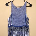 Lucky Brand Women’s Boho Patterned Blue White Ivory Black Tie Waist Tank Dress Photo 4