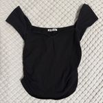 Reformation  Lavinia Ruches Cap Sleeve Black Top Photo 1