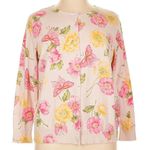 CJ Banks Floral Butterfly Silk Blend Button Down Cardigan Sweater Plus Size 1X Yellow Photo 0