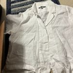 Quince  Large white button down short sleeve top Photo 2