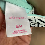 Xhilaration  Women’s Black White Stripe Teal Swim Bikini Top M Photo 4