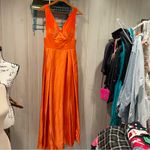 Source Unknown Stunning tangerine dream velvet deep v satin maxi dress mesh side panel ballgown Photo 4