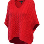 St. John Cable Knit Cocoon Poncho Sweater Red Cotton Wool Blend Luxury Size M/L Photo 0