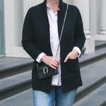 J.Crew Mercentile Navy Sweater Blazer XS Knit Blazer Photo 1