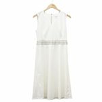 Calvin Klein NWT Off White Ribbon-Trim A-Line Knee Length Dress Women’s Size 6 Photo 1