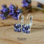 Handcrafted earrings with Swarovski tanzanite crystal Silver Photo 2