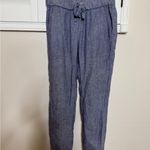 Saks 5th Avenue Saks Fifth Avenue Women's Size Blue Linen Pants Pull On Drawstring Fringe Photo 1
