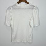 Nation Ltd  Tierra Flirty Tee White Ruffled Neck Flutter Sleeve V Neck T Shirt Photo 11
