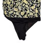 Free People Intimately Sundown Blue Green Paisley Print Bodysuit Blouse size S Photo 6