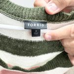 Torrid  Women Olive Green Multi-Color Striped Knit Long Sleeve Sweater Size XL Photo 4