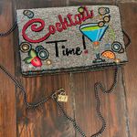 Mary Frances Cocktail Time Beaded Blue Martini Clutch Bag Purse Silver Photo 3