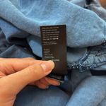 We The Free Amber Linen Ruffle Oversized Blouse in Denim Size Small Photo 7