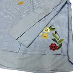 Gianni Bini Floral Embroidered Pinstripe Bell Sleeve Blouse Size Small Photo 4