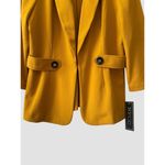 NYCC Mustard Yellow Blazer Jacket Women’s Medium Shoulder Pads Hook Closure NWT Photo 3
