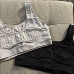 Alo Yoga Alo Seamless Cable Knit Bra - Black & Grey bundle size large Photo 4