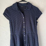 Bucolique Navy Eyelet Shirt Dress US M (JP‎ 11) Button Front Cottagecore Blue Size M Photo 0