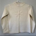 Westbound  Vintage Mockneck Cream Snowflake Embellished Sweater - Medium Photo 0