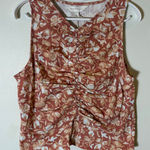 Soft Joie Quinn Ruched Floral Sleeveless Top in Canyon Rose Multi Size 1X Brown Photo 0