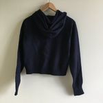 ZARA  BEJEWELLED DRAWSTRING‎ SWEATER TOP HOODED with rhinestones Navy Blue SIZE S Photo 8
