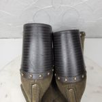 Forever 21 Suede Boots Womens 7 Green Leather Gold Rivets Block Heel Zipper New Photo 13