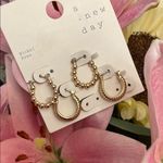 A New Day Gold Multi textured Small gold tone Hoop Earrings New 2pair Photo 2
