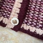 Talbots Tweed Crewneck Cardigan Sweater burgundy purple knit wool blend preppy Photo 6