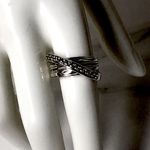 MICHAEL DAWKINS Sterling Silver Crossover Bypass Ring w Granulation Detail Photo 15