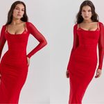 House Of CB NWOT  Katarina Red corset long sleeves maxi dress sz S Photo 3