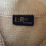 Vintage 70s 80s LeRoy Knitwear Ivory Cream Cable Knit Cardigan W Pockets M Photo 5