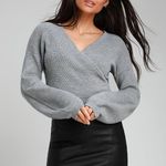 Lulus Gray Cropped Sweater Photo 0