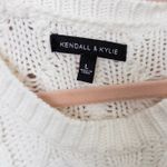 Kendall + Kylie Womens Cable Knit Sweater Size L White Cropped Preppy Classic Varsity Old Money Photo 3