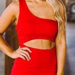 These Three Boutique Red One Shoulder Dress Photo 0