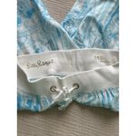 Lilly Pulitzer The Beach Pant Womens Medium Blue White Vida Print Wide Leg Linen Photo 2