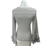 Free People Good Find White Black Striped Ruffle Long Bell Sleeve Sweater Top XS Photo 1
