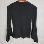 Suzette  Womens Blouse Size S Black Cut Out Neck Flare Long Sleeve Pullover Photo 1