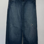 Maurice's Maurice’s Long Denim Maxi Skirt Front Slit Dark Wash Size 3/4 Y2K Modest Photo 0