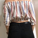 Romwe Striped Off The Shoulder Top Photo 2