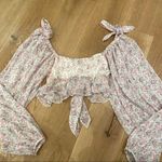 Tularosa Bristol Chiffon Floral Crop Top in Ivory Rose Blooms Size M Photo 6