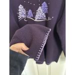 American Vintage Vtg 90s Purple Fleece Evergreen Tree Sweater Size XL Embroidered Rhinestones Photo 4