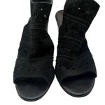 Franco Fortini  Women 11 Black Suede Perforated Peep Toe Heeled Booties Party Photo 2