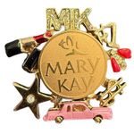 Mary Kay Brooch Pin Border Pink Cadillac Star Lipstick Dollar Sign Gold Tone Photo 0
