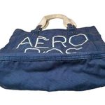 Aeropostale  Vintage Style Blue Cotton Embroidered Double Handle Tote Bag Photo 6