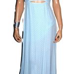 Baby Blue White Polka Dot Cut Out Maxi Dress S Photo 0
