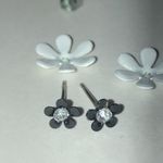 Elegant Floral Black and White Dainty Boho Flower Earrings Photo 4