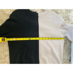 Veda 100% Cashmere Colorblock Sweater Black Beige Leather Cuff Quiet Luxury Boho Photo 3