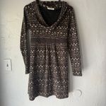 Hazel Brown Patterned Long Sleeve Cowl Neck Knit Dress Fair Isle Print Small S Photo 1