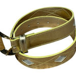 Liz Claiborne Vintage Statement Belt Gold Size Medium Faux Leather Retro Diamond Photo 0
