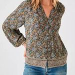 Faherty Fairfield Border Naomi Blouse Top Button Front Size Medium Photo 0